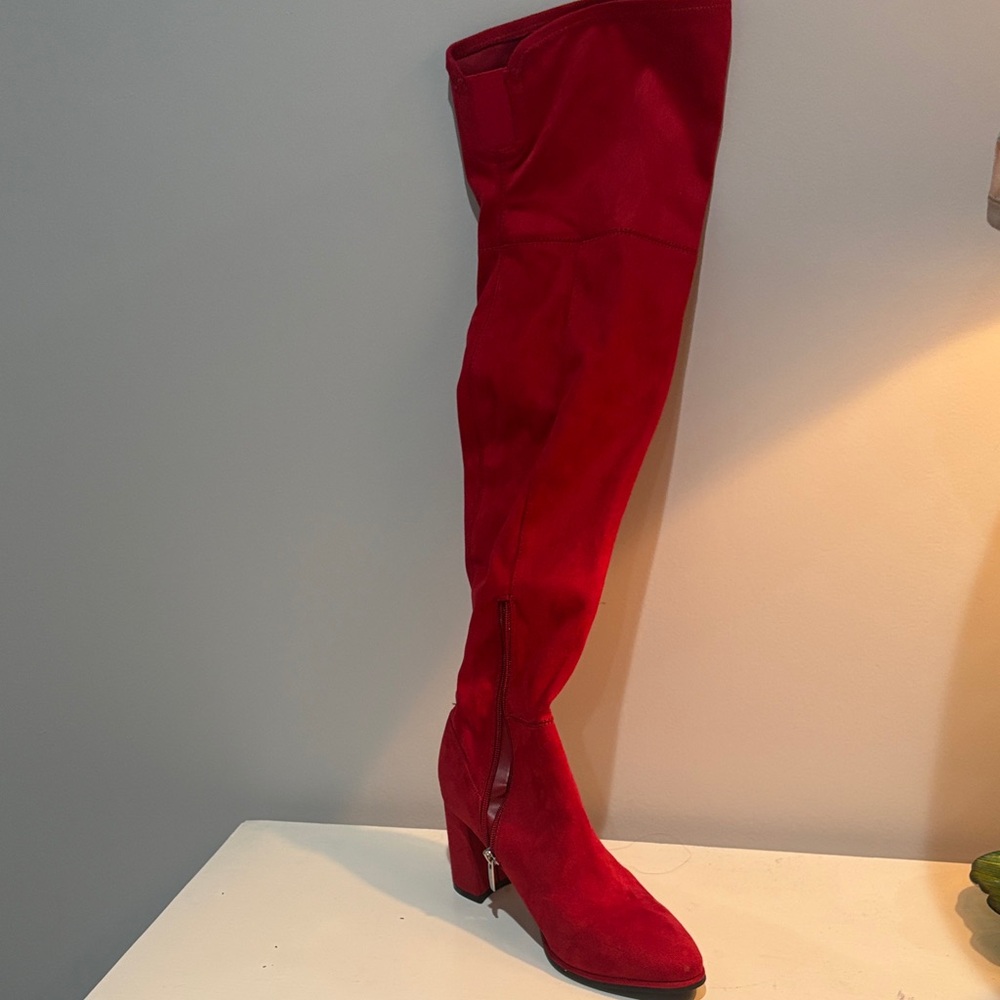 Marc Fisher Vibrant Red Over-the-Knee Boots - Picture 2 of 4
